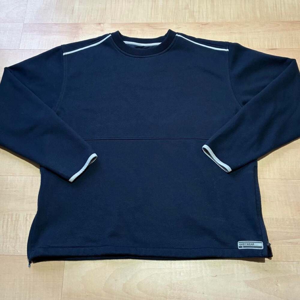 Vintage Y2K Easy Wear Navy Blue Side-Zip Fleece Sweatshirt